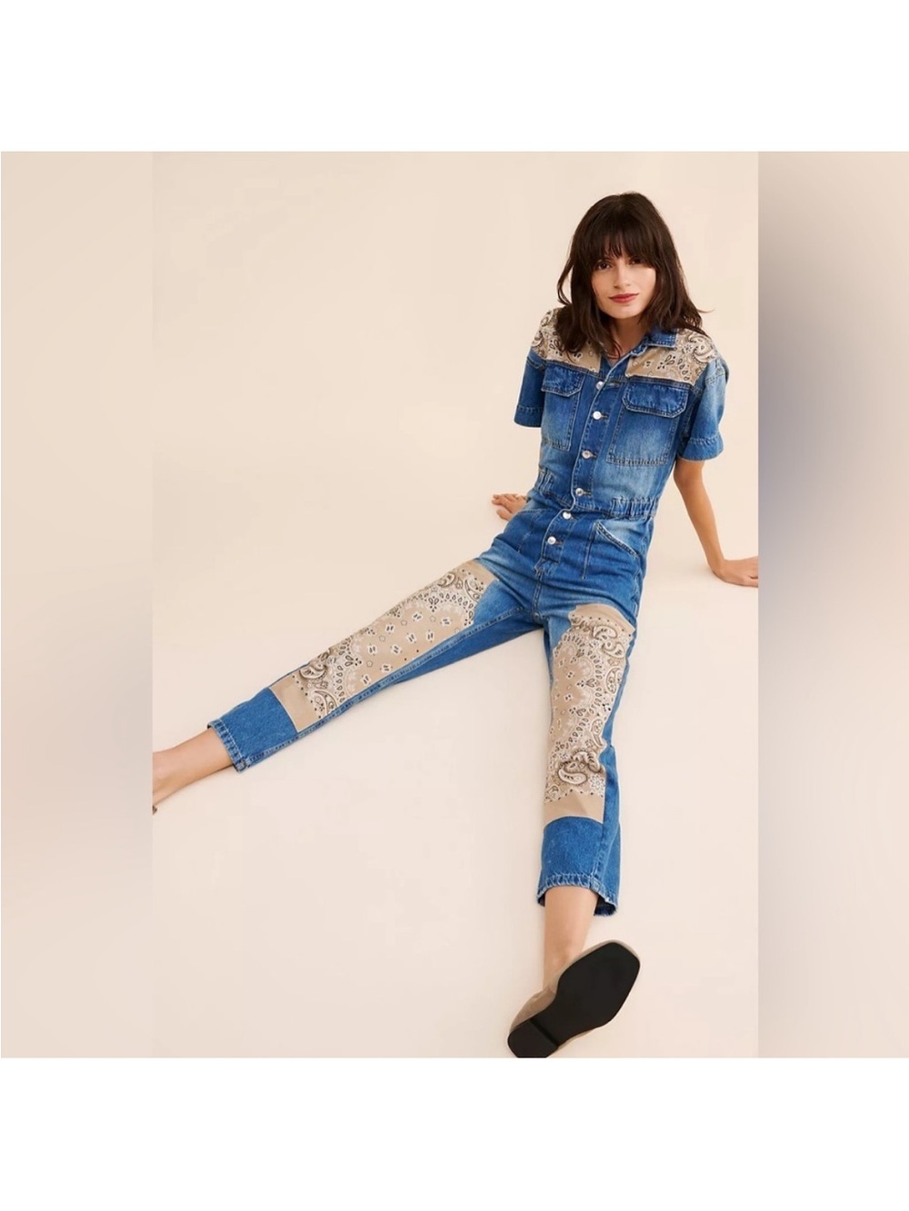 Tricia Fix Blue Denim Bandana Jumpsuit